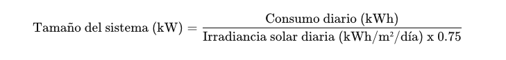 calcular el tamaño de un sistema fotovoltaico