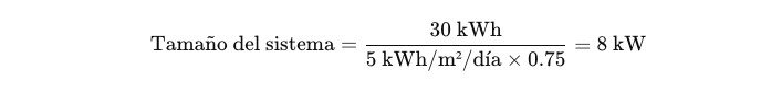 calcular el tamaño de un sistema fotovoltaico
